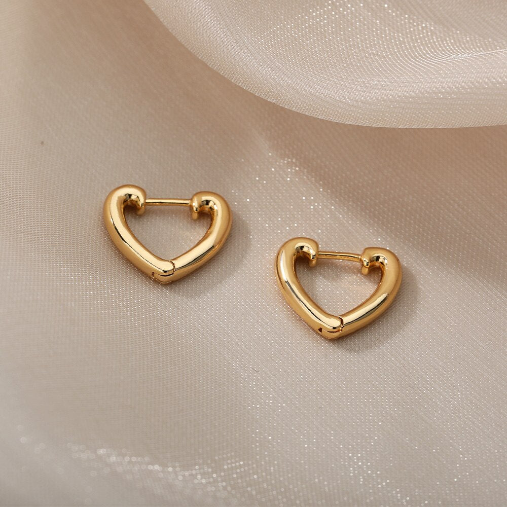 Geometric Star Or Heart Earrings Stainless Steel Plated
