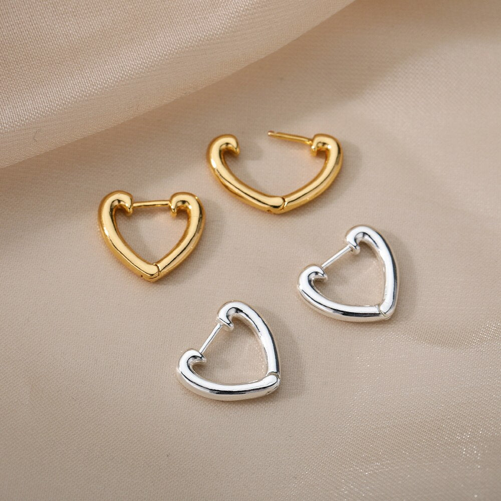 Geometric Star Or Heart Earrings Stainless Steel Plated