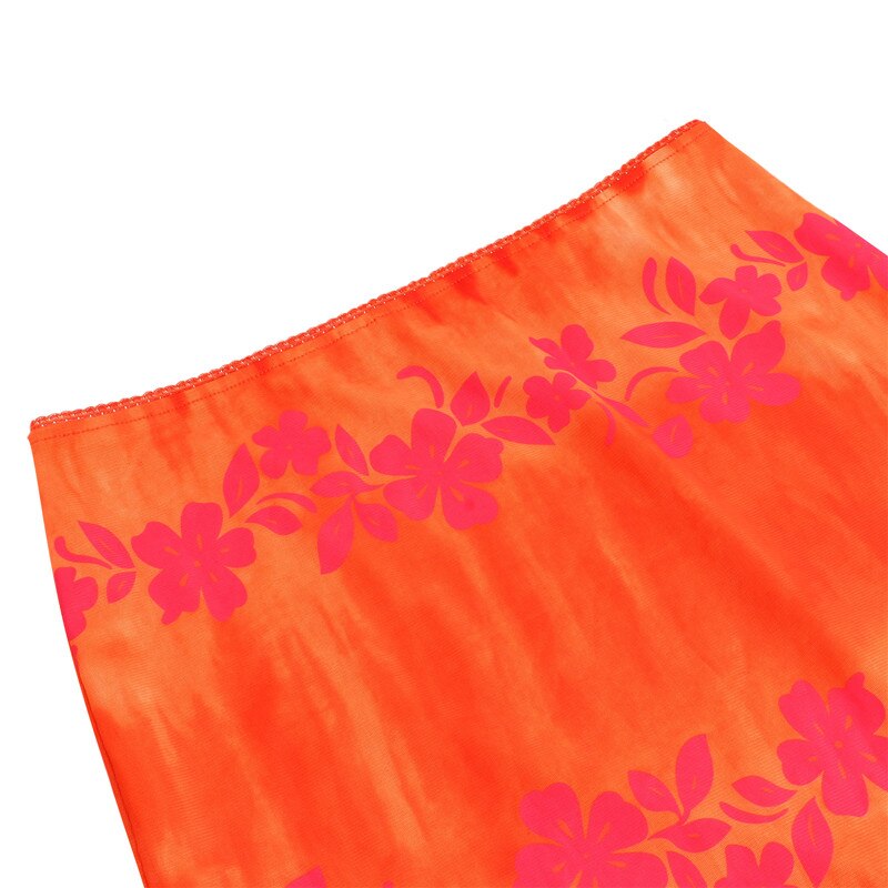 Long Bright Colorful Floral Tie Dye Style Midi Skirt
