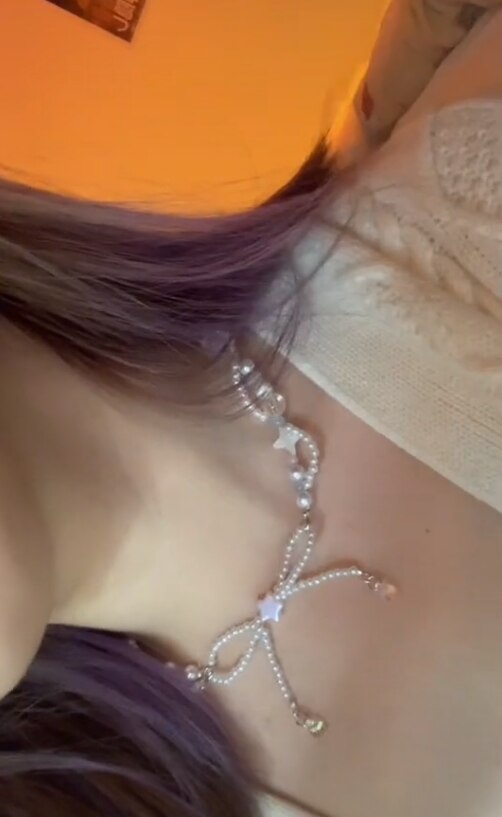 Cotton Candy Bow Beaded Necklaces Faux Pearls Stars