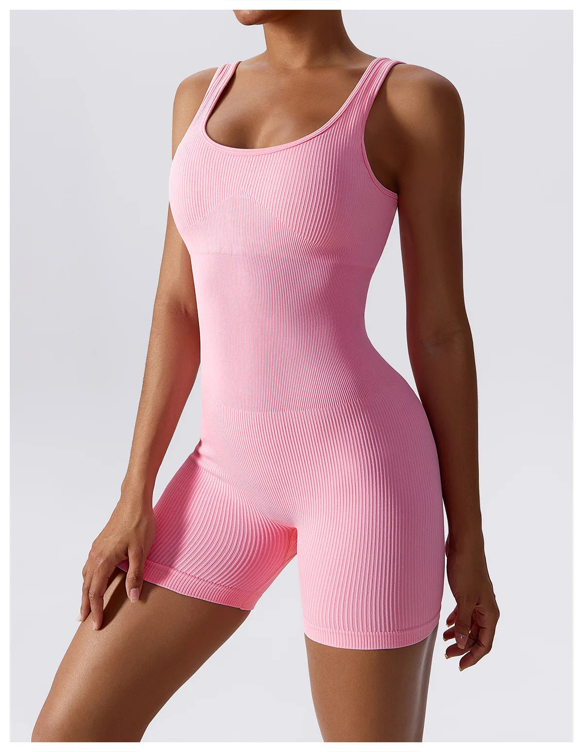 Ribbed Seamless Fitness Romper Short Gym Yoga Jumpsuit