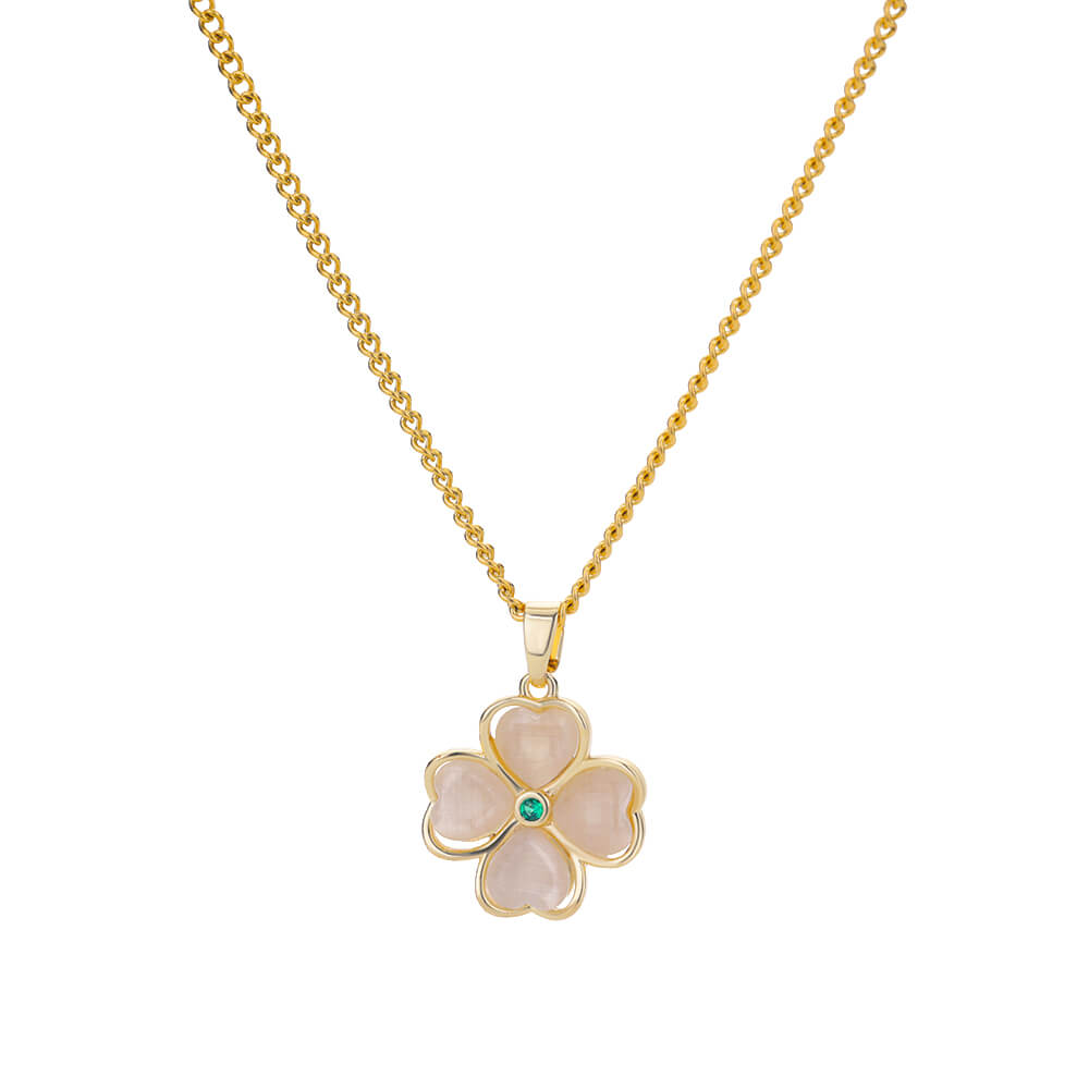 Four Leaf Clover Pendant Necklace For Women Stainless Steel Gold Color