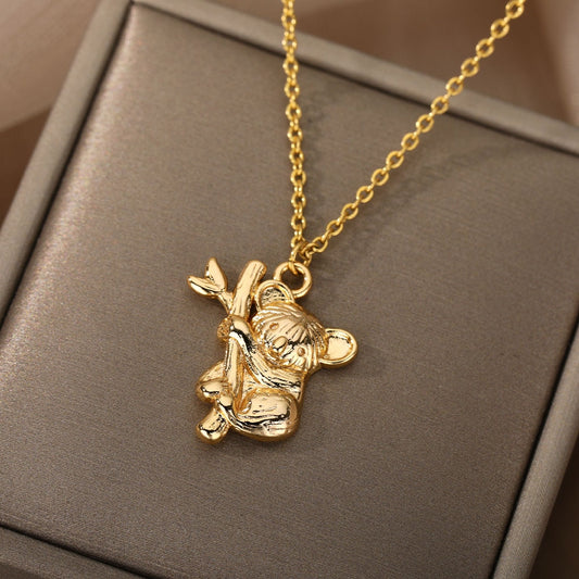 Cute Koala Bear Necklaces Stainless Steel