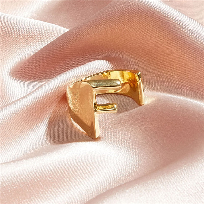 Initial A-Z Letter Rings Stainless Steel Adjustable