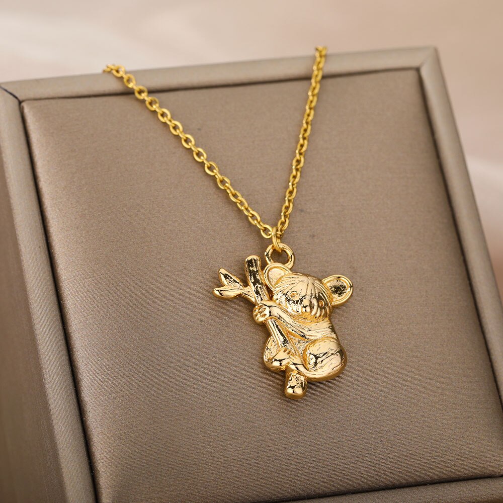 Cute Koala Bear Necklaces Stainless Steel