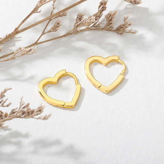 Heart Hoop Earrings Gold Plated Stainless Steel