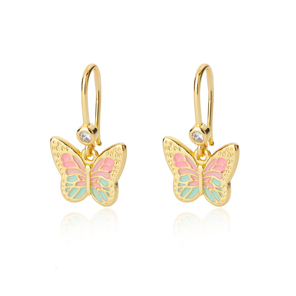 Colorful Golden Stainless Steel Butterfly Earrings