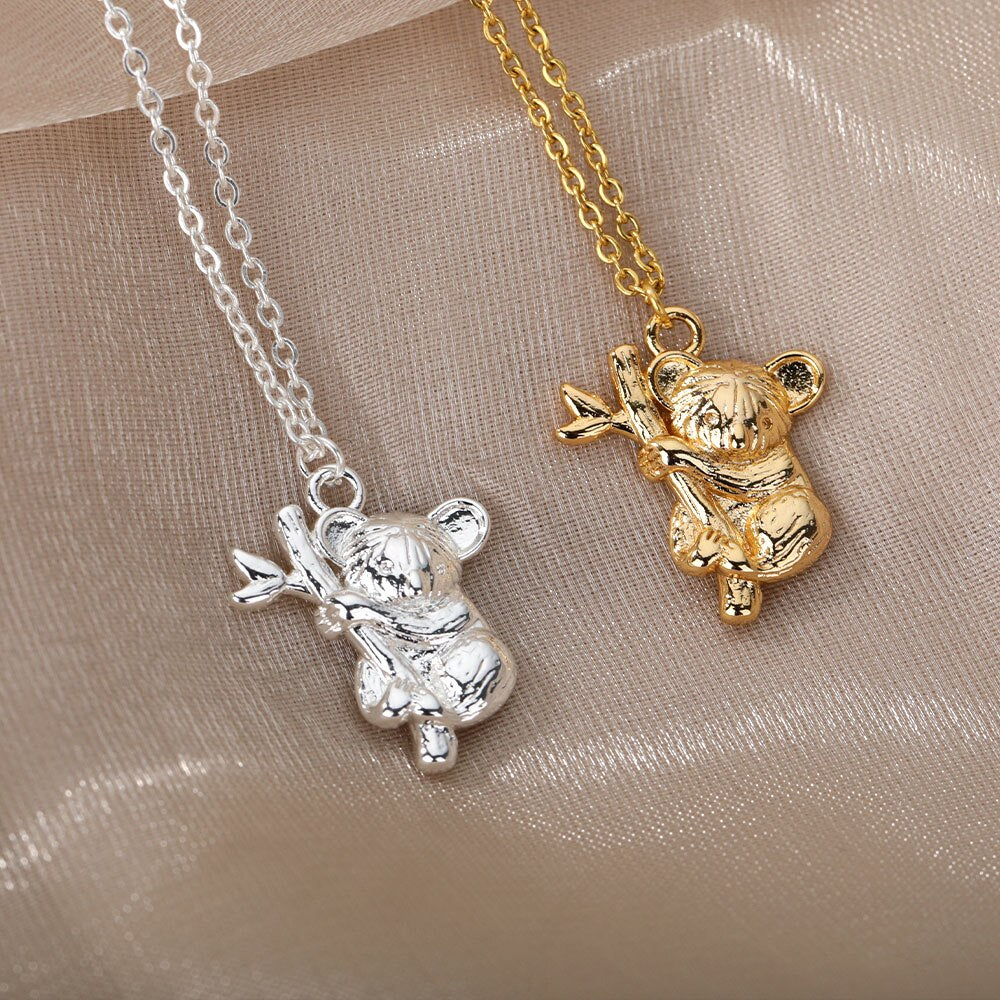 Cute Koala Bear Necklaces Stainless Steel