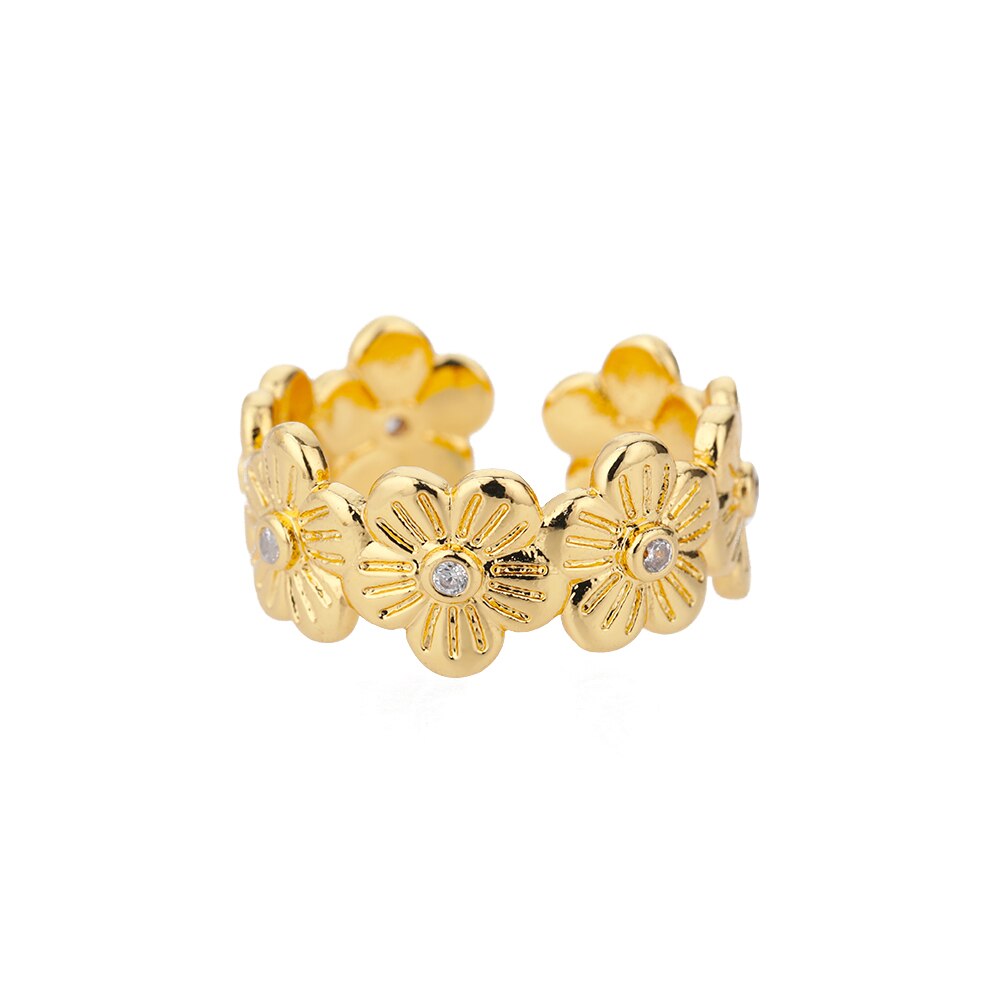 Chrysanthemum Stainless Steel Gold Color Ring