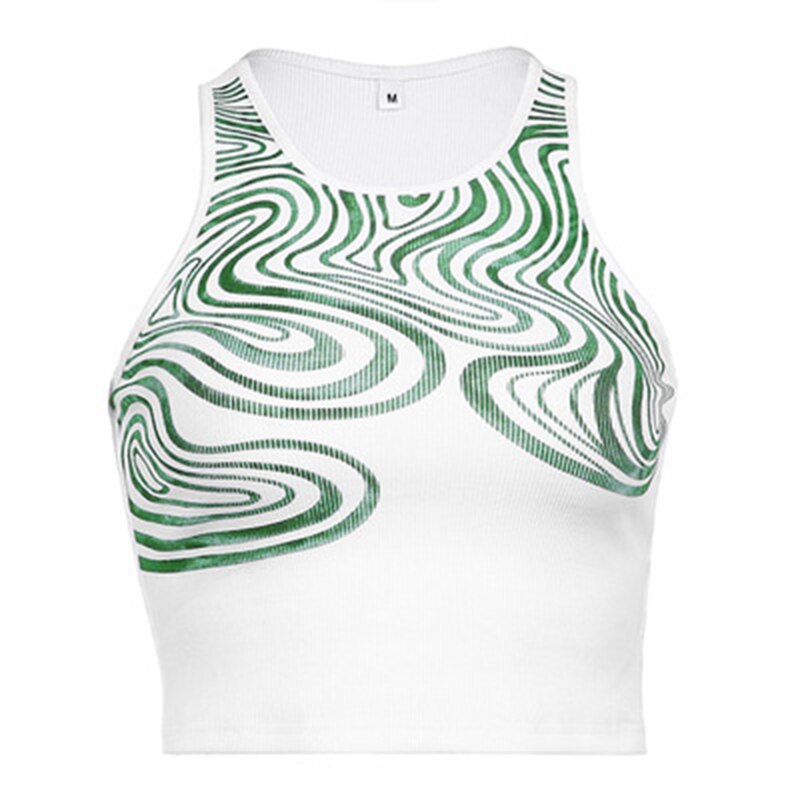 Retro Graphic Print Swirl Design Tank Top