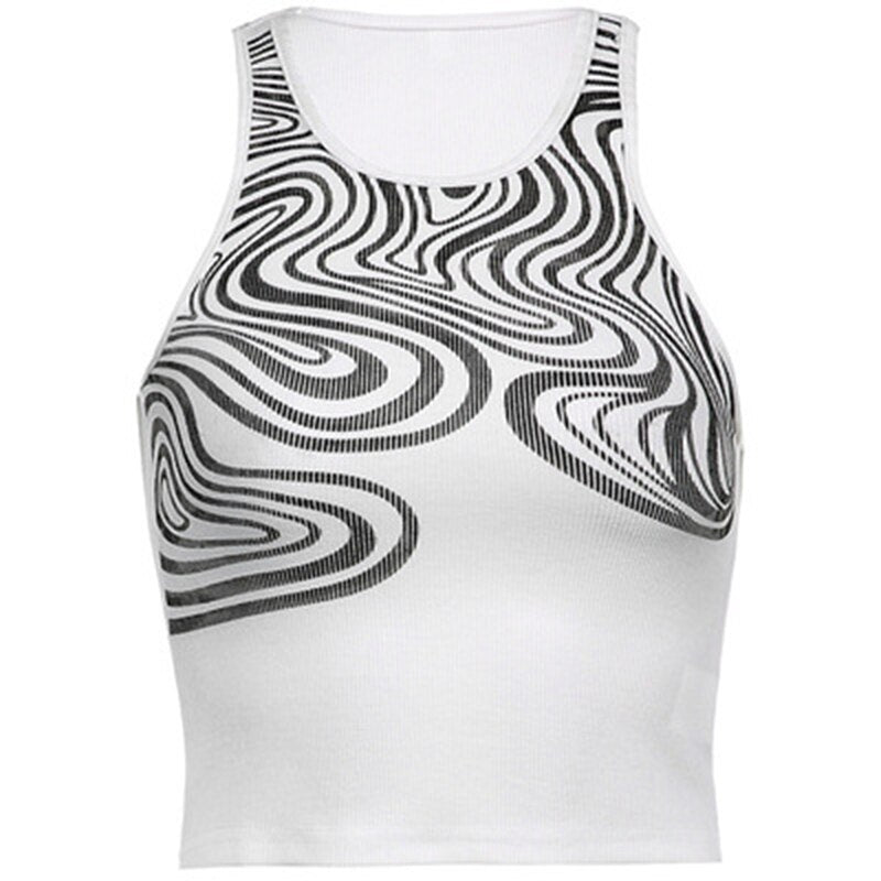 Retro Graphic Print Swirl Design Tank Top