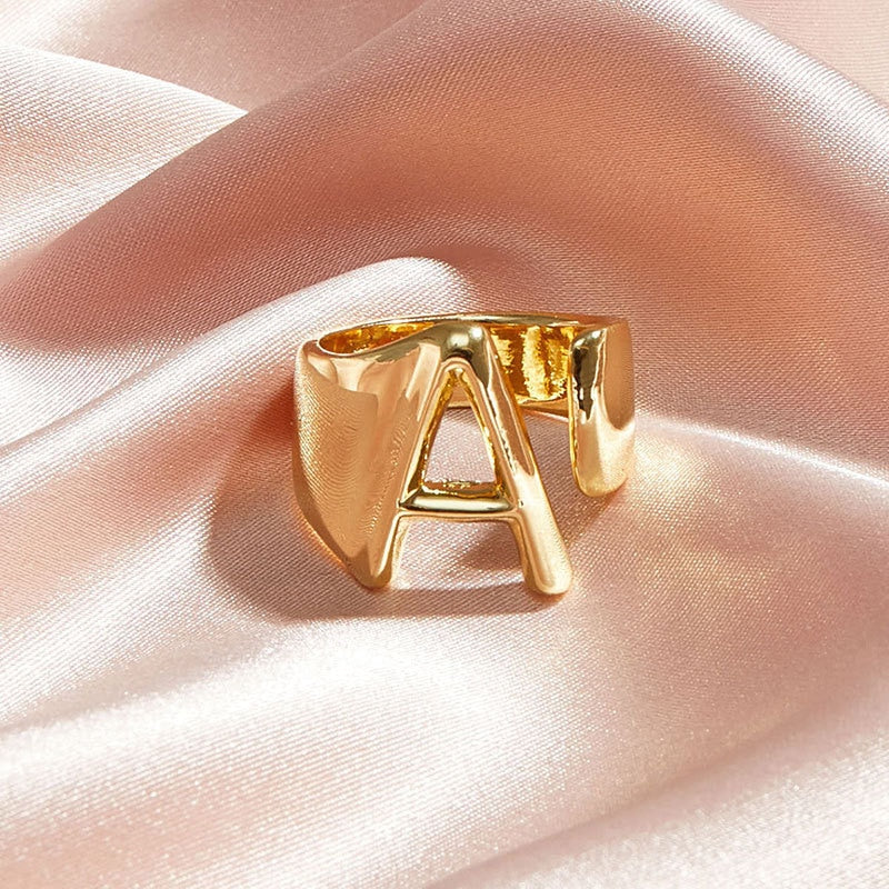 Initial A-Z Letter Rings Stainless Steel Adjustable