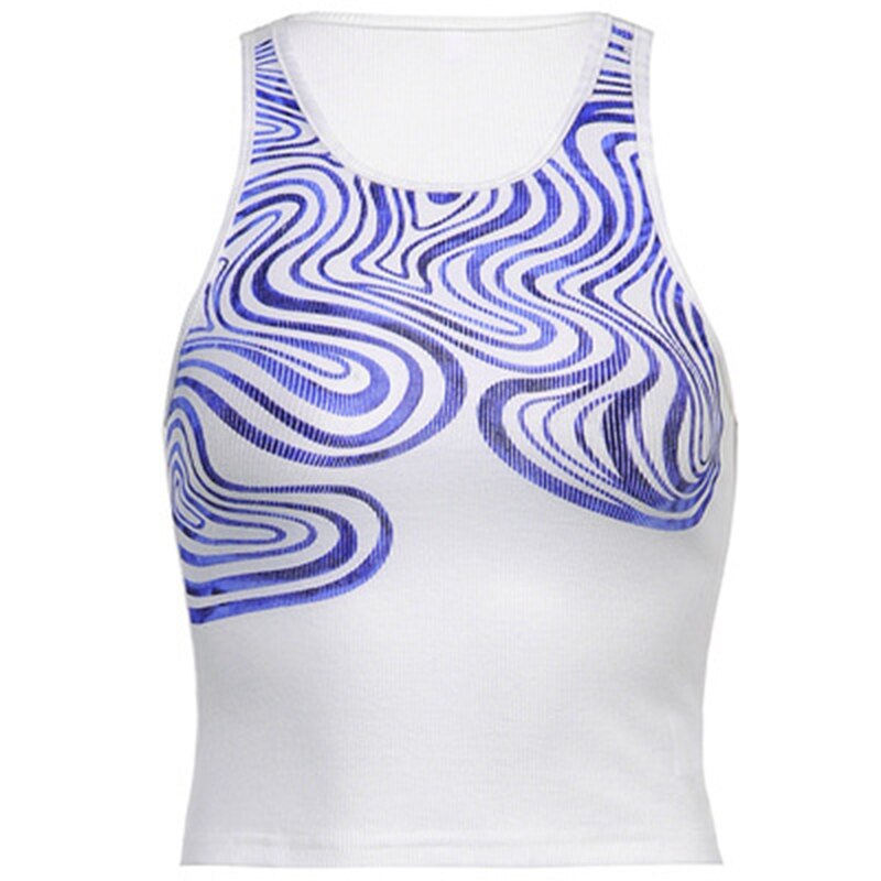 Retro Graphic Print Swirl Design Tank Top