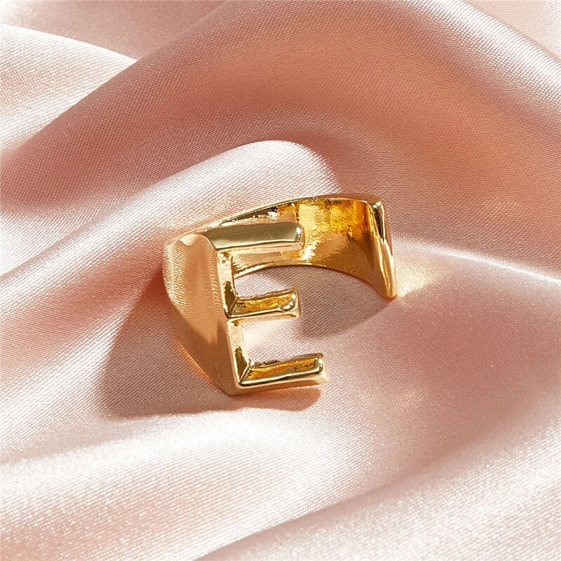 Initial A-Z Letter Rings Stainless Steel Adjustable