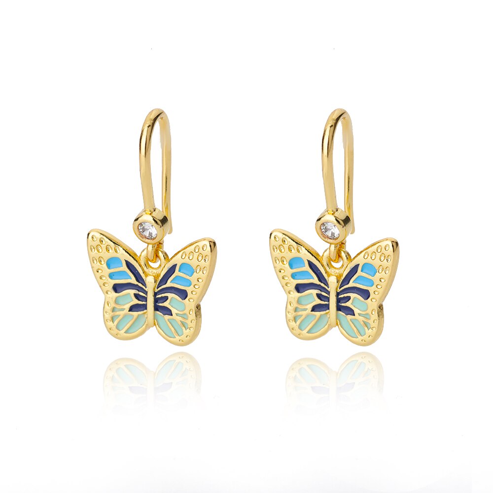 Colorful Golden Stainless Steel Butterfly Earrings