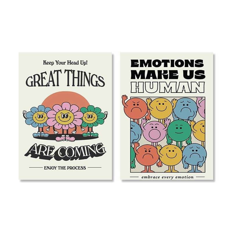 Retro Cute Colorful Positive Quote Wall Art Posters