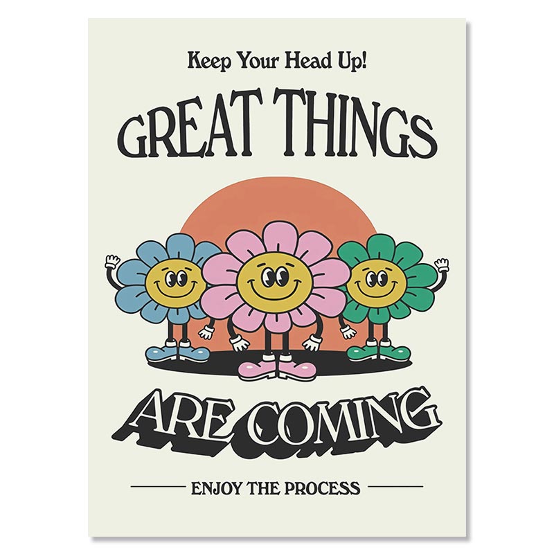 Retro Cute Colorful Positive Quote Wall Art Posters