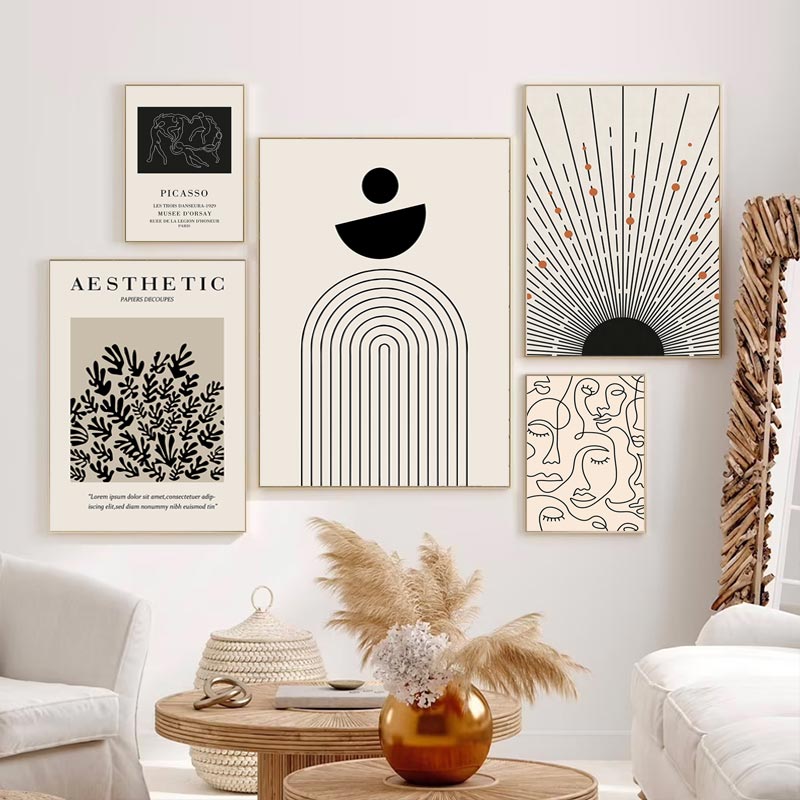 Abstract Geometric Minimalist Neutral Wall Art Posters