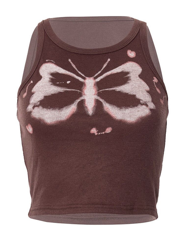 Grunge Graphic Butterfly Tank Top