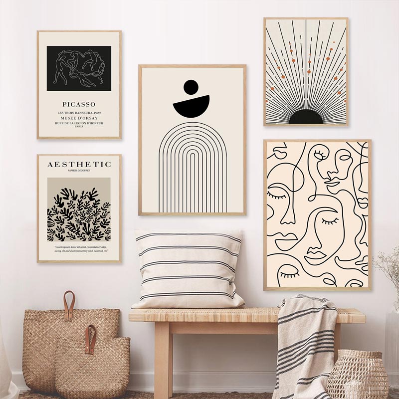 Abstract Geometric Minimalist Neutral Wall Art Posters