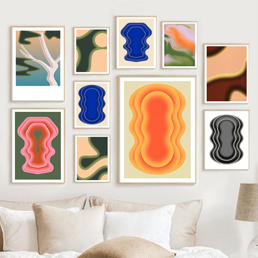 Abstract Colorful Geometry Canvas Aesthetic Wall Art Prints