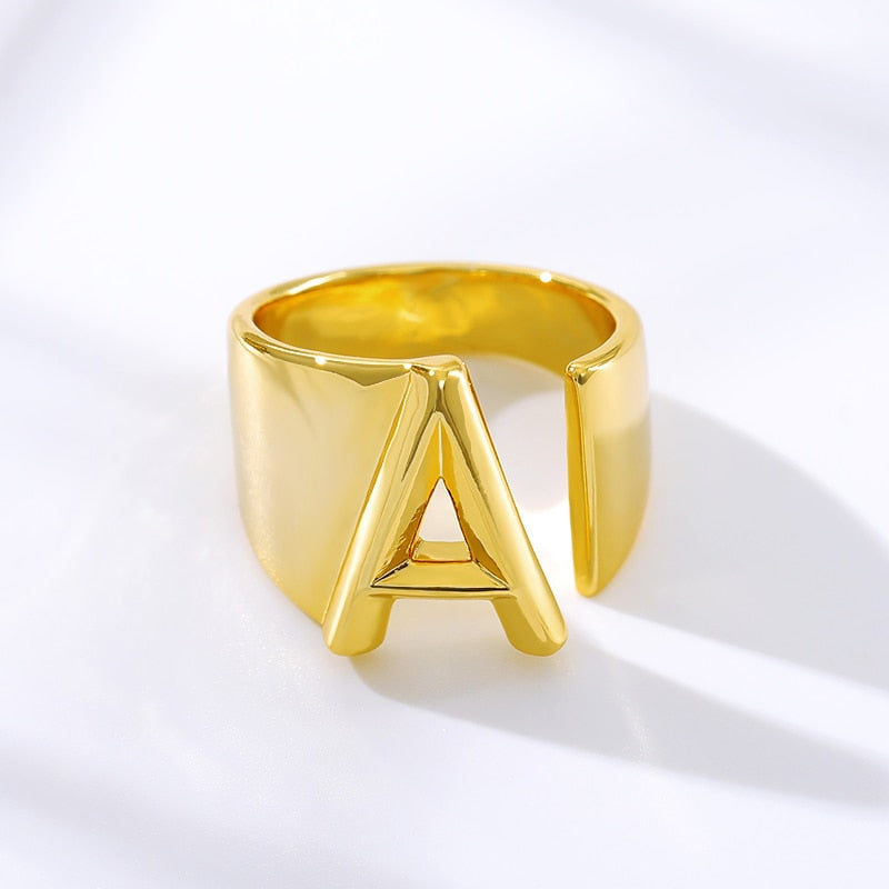 Initial A-Z Letter Rings Stainless Steel Adjustable