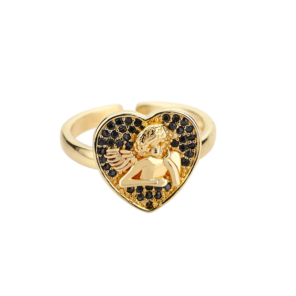 Angel Ring Zircon Stainless Steel Heart